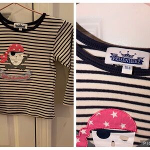 Pirate Long Sleeve Kids Tee - Blue and White